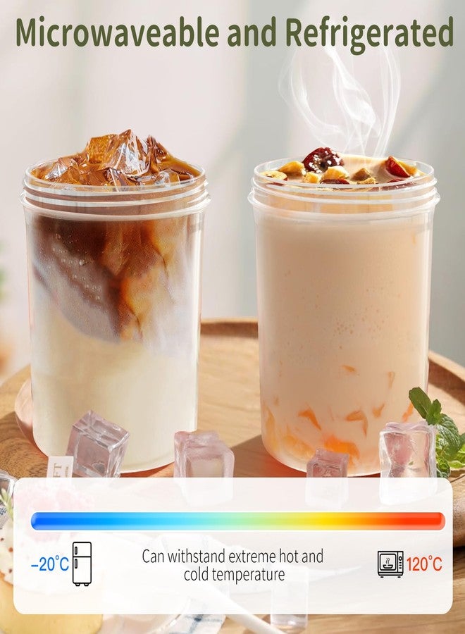 LUXEAR 2 Pack Overnight Oats Containers with Lids and Spoons,31oz Plastic Yogurt Parfait Cups Dual-Layer Salad Pod Mason Jar Reusable for Oatmeal Cereal Nut Fruit with Holder for Snack Meal Prep - Image 4